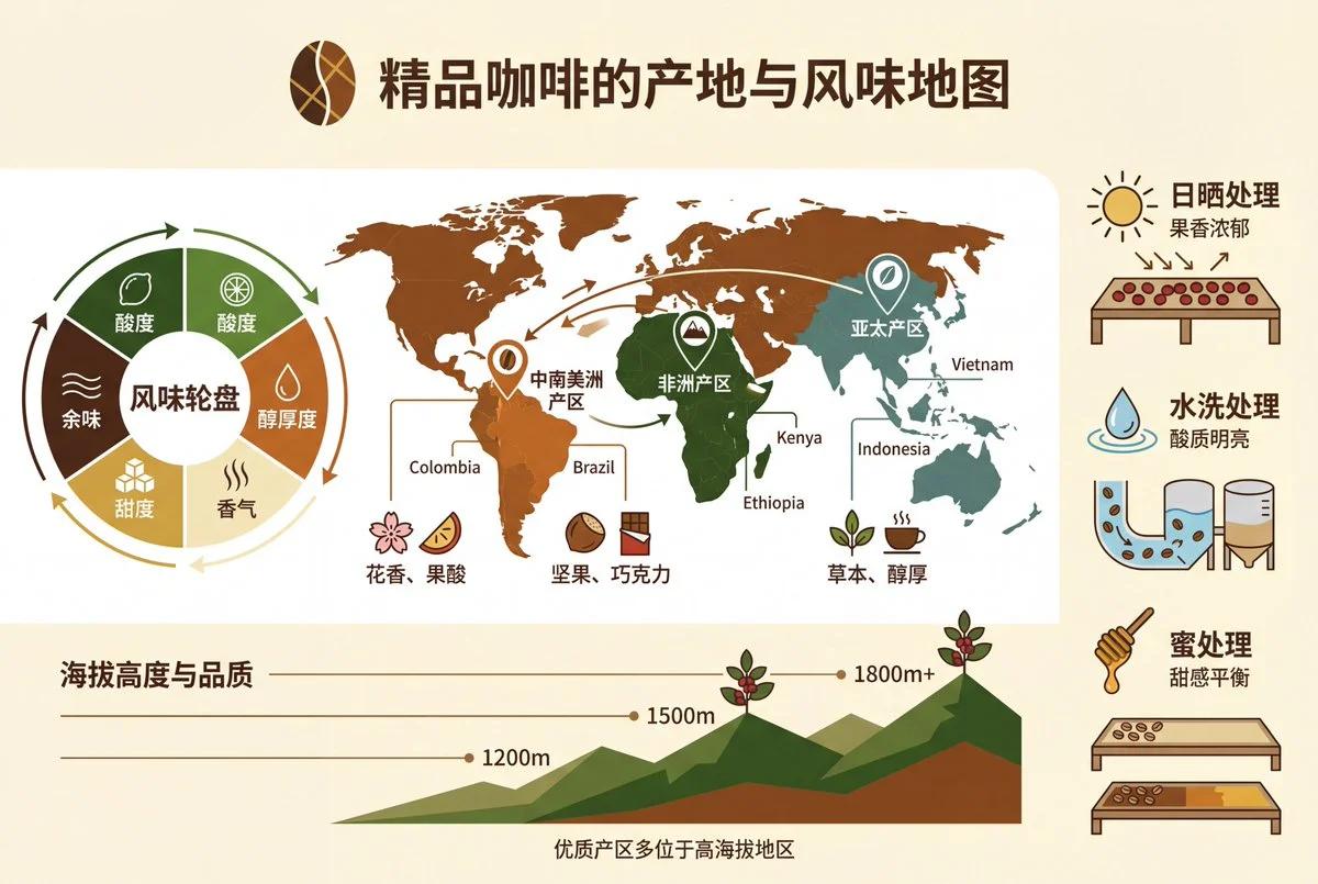 世界七大精品咖啡产区风味地图